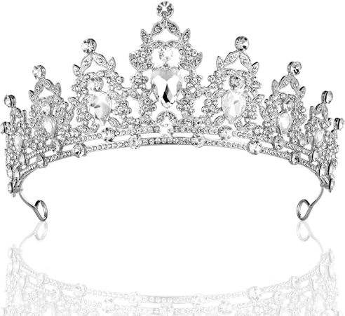 Dimeho Hochzeit Tiara Krone Kristall für Mädchen Damen, Tiara Kristallkron Birthday Krone Kristall Diademe, Prinzessinnen Königin Elegante Haar-Accessoires Braut Party Hochzeit Haarreif (sliber still)