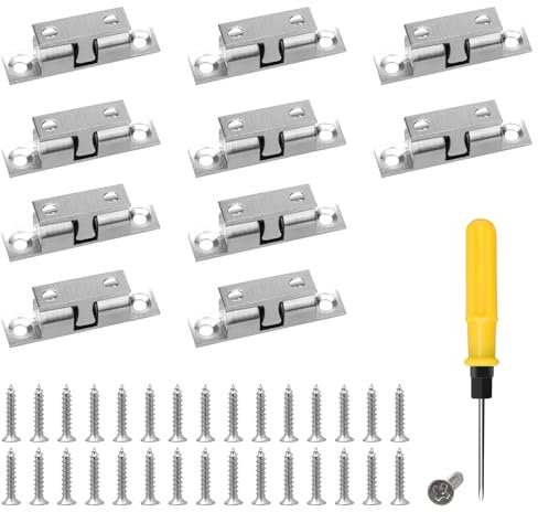 10 Pestillos de Volas Dobles con Tornillos, 40 mm Ajustables para Muebles, Cajones, Armarios, Cierre Puerta