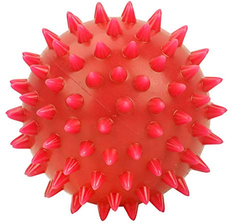 Qukaim PVC Massagegerät PVC Erdnuss Stacheliger Massageball, Rot Fitness Muskelmassagegerät für Rücken und Fuß, ideal für Muskelabbau und Stressabbau, 15cm lang