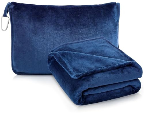 Coperta da viaggio 2 in 1 con morbida federa per cuscino per uomini e donne, cuscino trasformativo, morbida e calda coperta per aeroplani (B)
