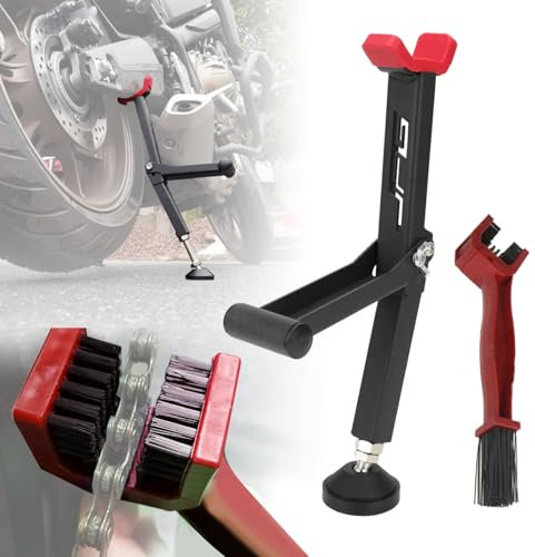Leve Moto Arriere Cric Moto Bequille Atelier Moto Lève Béquille d'atelier Moto Brosse Chaine kit Nettoyage Chaine Moto Rouge