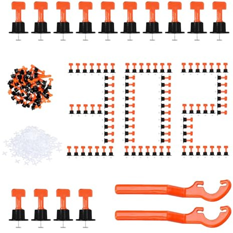 Kit di Livellamento per Piastrelle, 302 Pezzi Distanziatori per Piastrelle, Set Livellamento con 2 Chiavi Speciali e 2 mm Croce per Piastrelles, per la Ristrutturazione fai da te dei Pavimenti