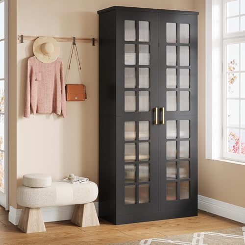 Tribesigns Tall Shoe Cabinet with Doors, 8-Tier Modern Shoe Storage Cabinet