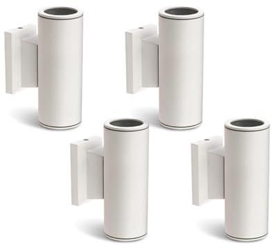 Aigostar Lampada da Parete Esterno Impermeabile IP65, GU10 Alluminio Up Down Lampada da Parete Esterni, Applique Moderna Esterno per Portico, Corridoio, Terrazza, Bianco, Confezione da 4