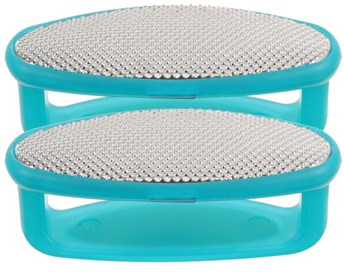 STOBAZA Lima para Pies de Acero Inoxidable 2piezas para Pedicura Profesional, Diseño Ergonómico y Fácil de Limpiar, Elimina Callos y Piel Muerta Eficazmente Color Aleatorio