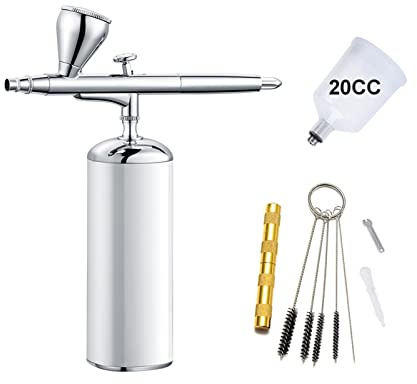 DMETE Compresseur d'aérographe de ongle Art Compressor Auto Démarrage automatique et Arrêt sans fil Mini Pen-Pen Hobby Rechargeable Set Wireless Professional Kit Soufflage pratique(Part C white)