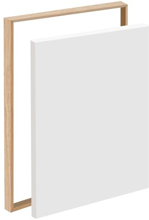 BTSAE Skuggfogsram 60 x 80 cm, aluminiumram för duk, utan borrmontering, lätt avtagbar för motivbyte, svart bildram för duk/kilram (träfärg, 60 x 80 cm)
