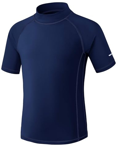 Barn UV skjorta kortärmad pojkar badskjorta UPF 50+ solskydd simskjorta rashguard med reflektorränder snabbtorkande klorresistent 3–14 år