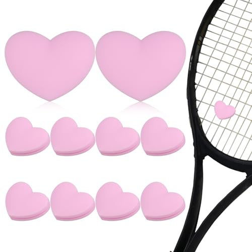 CONGARTENO Smorzatore di Vibrazioni per Racchetta da Tennis in Silicone a Forma di Cuore, Set da 10 Pezzi, Accessorio Leggero e Portatile per Controllo Migliorato, Adatto a Tutte Le