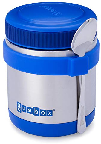 Yumbox Zuppa - Wide Mouth Thermal Food Jar 410ml with utensil band - Triple Insulated Stainless Steel - Stays Hot 6 Hours or Cold for 12 Hours - Leak Proof (Neptune Blue)