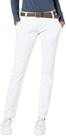 Urban Surface Damen Chino Stoff-Hose mit Flecht-Gürtel white XXL