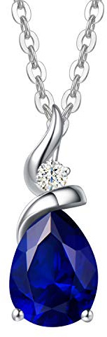 FANCIME Solid 14 karat 585 vitt guld hänge kedja med droppar granat/ametist/akvamarin/smaragd/rubin/opal och äkta diamant presentsmycke för kvinnor, 925 silver kedja: 40 + 5 cm, Kette: 45 cm, Anhänger