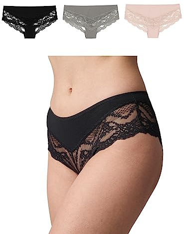 Snocks 3-Pack Hipster Mutande Donna di Cotone Organico - Hipster Intimo Donna Mutande - Mix (Albicocca/Verde Nebbia/Nero) - M