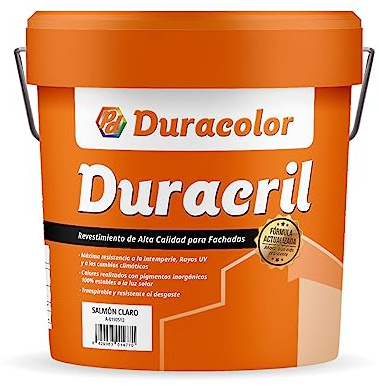 Pintura Duracril Liso - Color Salmón Claro - 12 Litros - Resistente a la Intemperie y a la Radiación Ultravioleta - Pintura Transpirable - Pigmentos Inorgánicos - Especial Para Fachadas - Duracolor