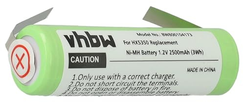 vhbw Akku kompatibel mit Philips HX6920, HX6930, HX6932, HX6934, HX6942, HX6952 (2500mAh, 1,2V, NiMH)