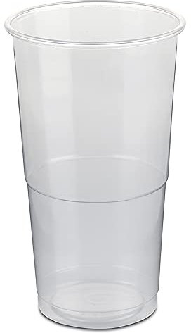 LogiPack GeRo Plastikbecher – Trinkbecher mit Eichstrich 0,3l | Einwegbecher aus Hartplastik (PP), transparent | Bierbecher & Partybecher – Kunststoffbecher, 100 Stück