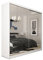 MEBLINI Kleiderschrank mit Spiegel, 2 Türen - Schwebetürenschrank mit Kleiderstange - Schlafzimmerschrank mit Einlegeböden - Wardrobe Closet - Debora - 200 cm - Weiß + Spiegel
