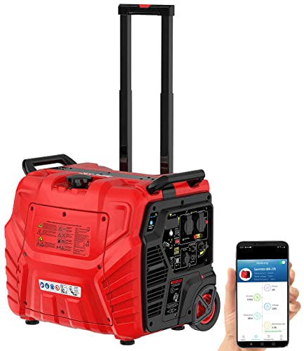 revolt Notstromaggregat: WLAN-Benzin-Inverter-Generator, 4.200W, 2X 230 V, 2X 12 V, 2X USB, 13l (Stromaggregat, Notstromagregat, iPad)