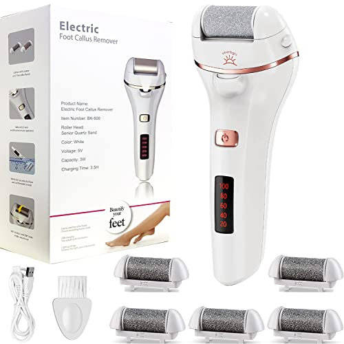 Befol Rapeuse Pieds Electrique Rape Pieds Pédicure Professionnel 5 Rouleaux de Remplacement Rechargeable Electrique Lime Ponceuse Soin Pied Anti-callosité Electric Foot File