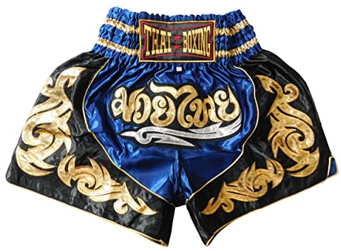 Short de muay thaï, bleu foncé, vêtements de sport de combat de qualité supérieure pour une performance maximale, short de boxe, short de boxe thaïlandaise, kickboxing, MMA, boxe, sport, entraînement
