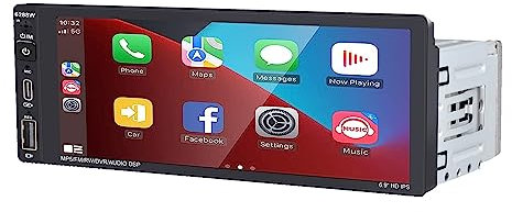 Autoradio 1 Din con Wireless CarPlay Android Auto 6.9 Touch Screen Bluetooth Autoradio Supporto FM AM RDS Radio Mirror Link USB Tipo C Controllo vocale Interruzione alimentazione Memoria