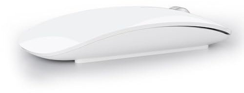 Uiosmuph Ratón Inalámbrico Bluetooth, Silencioso Wireless Mouse, 3 Modos (Bluetooth 5.1/5.1+2.4G) Ratón Ergonómico para Portátil, MacBook, PC, Windows, Android, iPad, Blanco