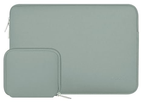 MOSISO Laptop Hülle Tasche 13,3 Zoll, 13-13,3 Zoll Laptophülle Kompatibel mit MacBook Air/Pro 13 / Pro 14, HP Dell ASUS Lenovo Notebook, Neopren Laptoptasche mit Kleinem Etui, Antikes Grün