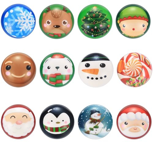 lzijun 12 pièces Boule anti-stress pour adultes, Boules anti-stress de Noël, Cadeaux pour invités, Soulagement de l'anxiété et de la colère