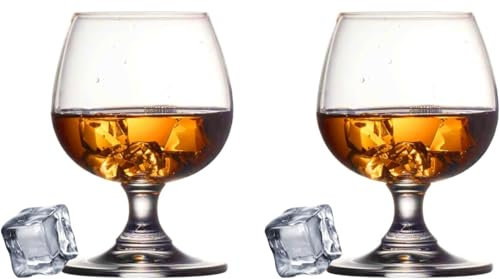 DOTUHAO Bicchieri da cognac, set di 2 bicchieri da brandy, 326 g, bicchieri da vino a stelo corto, per Bourbon, cognac, brandy, bicchieri da degustazione di birra corti (2 pezzi)