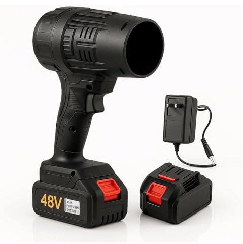Bdit accessori Soffiatore a Batteria, Mini Soffiatore per Foglie con Turbocompressore, Velocità dell'Aria fino a 126 km/h, Dotato di 2 Batterie da 48V, Adatto per la Cura e manutenzione giardino