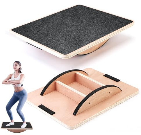 Balance Boards, Tavola oscillante professionale in legno, supporto per desk accessory, allenamento di equilibrio per Under Desk, rullo antiscivolo, Core Strength, Stability, Office, adulti