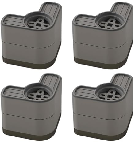 MoSundi Lot de 4 amortisseurs de vibrations pour machine à laver, tapis antidérapants anti-vibrations avec pieds en caoutchouc, 9,2 x 4,5 cm et 9,2 x 8 cm, gris, compatibles avec lave-linge et