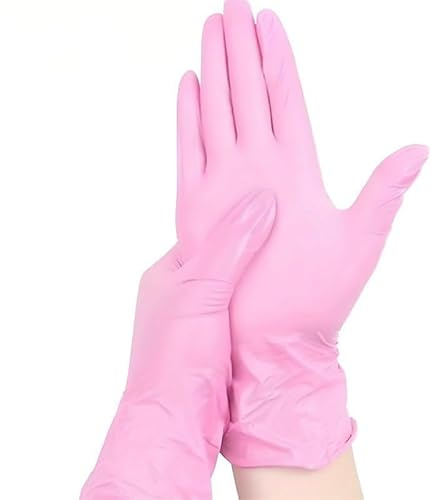 DUVERT Engångshandskar, nitrilhandskar, 100 st engångshandskar, puderfria och latexfria nitrilhandskar, engångshandskar kök, engångshandskar i S, M, L och XL (rosa, M)