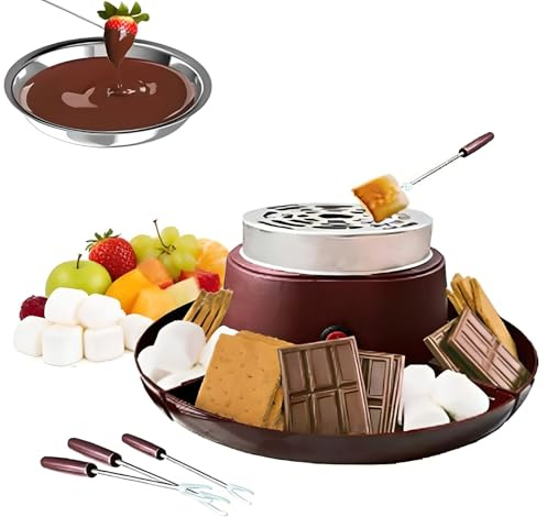 2-I-1 S'mores-maker Och Chokladfondue-set, 4 Avtagbara Brickor Och 4 Grillgaflar, Ostfondue-set För Barnkalas Och Presenter
