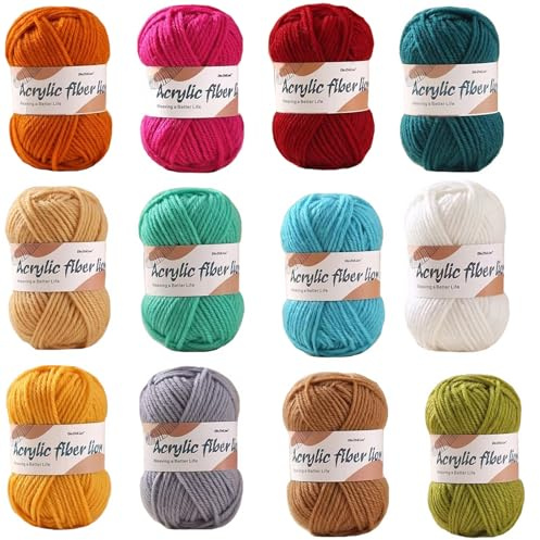 12x25g Crochet Yarn Acrylic Wool Knitting Yarn Set,Knitting Wool forCrochet