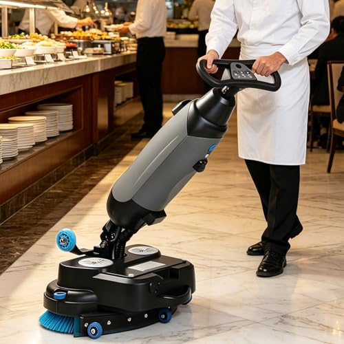 AityBuy Limpiadora De Pisos De Madera Inalámbrica, Compacta, Eléctrica, con Cepillos Dobles Y Larga Duración De La Batería, Portátil para La Limpieza Diaria En El Hogar, La Cocina Y La Oficina. Grey