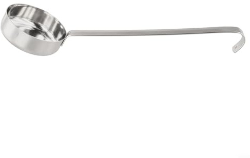 MIKMLYZE Cuchara de salsa de fondo plano, para pizza, acero inoxidable, cucharón medidor con marcas de onzas para untar uniformemente la salsa de tomate en cocinas y pizzerías domésticas