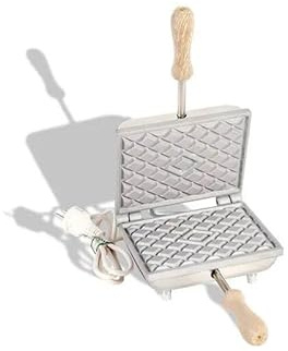 CBE Elettrodomestici MOD. 5010200 biscottiera elettrica per ferratelle abruzzesi, piastra per cialde profonde con Design Tradizionale, in alluminio e manici in legno