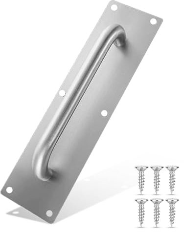 Sliding Door Handle,Fire Door Push Plate and Pull Handle,11.8x3.1inch Stainless Steel Pull Handle with Back Plate Gate Handle Toilet Door Pull Plate Push and Pull Door Handle Cupboard Handle