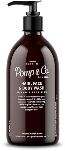 Pomp & Co. Detergente per Capelli, Viso e Corpo da Uomo, Profumazione Signature, 3 in 1 con Olio di Argan, 1 Litro