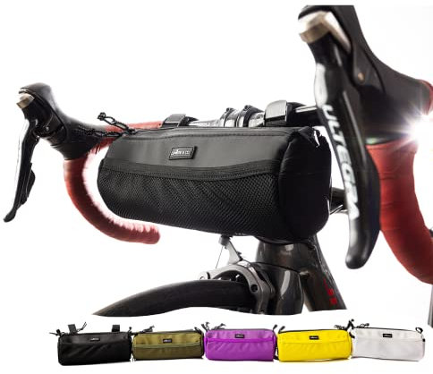 Lumiere & Co. Fahrrad-Lenker Tasche – Minimalistisches Design – 3 Größen, Mehrere Farben – Clipriemen, Schultergurt (Schwarz, Mittel)