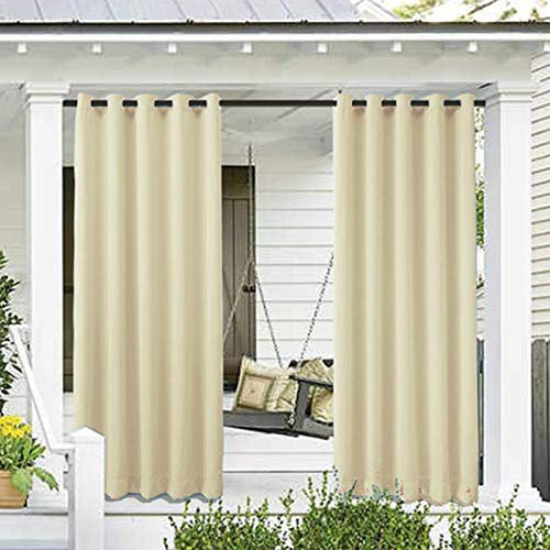 ele ELEOPTION Tenda per Esterni, Impermeabile, Protezione dai Raggi UV, con Occhielli, Oscurante, per Giardino, Cortile, Balcone, Bianco Sporco, 1 Pezzo / 132 X 240cm