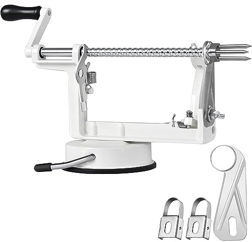 Apple Peeler Slicer Corer with Stainless Steel Blades and Powerful Suction Base for Apples Pears Potatoes(White)