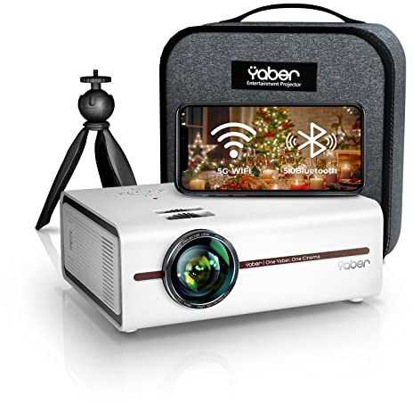 Proyector WiFi Bluetooth, YABER V5 7000 lúmenes Mini Proyector Portátil,Soporta 1080P Full HD, Cine en Casa Adecuado para Smartphone iPad, HDMI/USB/VGA/AV…