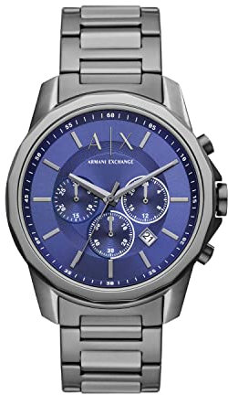 Armani Exchange Watch For Men, Chronograph Movement and 44mm Case Size with Stainless steel, Leather or Silicone strap