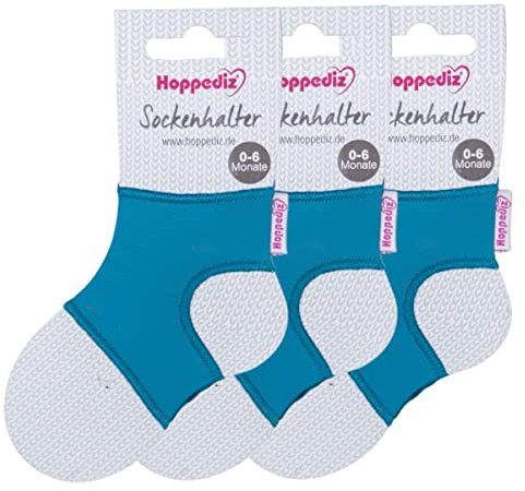 Hoppediz Juego de 3 Soportes para Calcetines Sockenhalter, petróleo, Talla única (Pack de 3) Unisex bebé