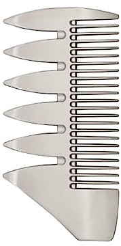 FRCOLOR Tragbarer Doppelseitiger Bartkamm für Herren Rasierkamm Schnurrbartbürste Bartpflegebürste – Statische Zinklegierung Silberfarben Brieftaschengröße