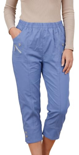 Golomak Womens Capri Trousers, Cherry Berry 3/4 Cotton Pants,Denium 14