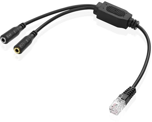 XMSJSIY Cable adaptador RJ9 a Dual de 3,5 mm para teléfono, cable adaptador RJ9 macho a 2 x 3,5 mm hembra MIC auriculares micrófono Jack Audio Cable – 30 cm/11,8 pulgadas