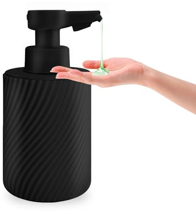Mamiddle Dispenser Sapone Automatico con Sensore a Infrarossi, Ricaricabile USB-C, Impermeabile IPX5 con Design Antigoccia per Cucina e Bagno (Tipo di liquido - ABS nero)